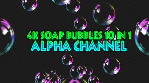 Realistic Iridescent Soap Bubbles Floating as Animated Overlay