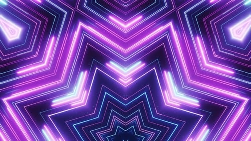 Abstract Neon Glowing Lines Geometric Kaleidoscope Background