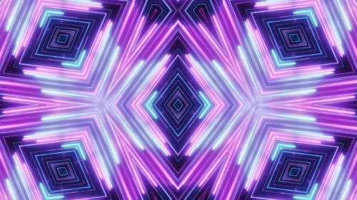 Abstract Neon Glowing Rhombus Shapes Loop Background