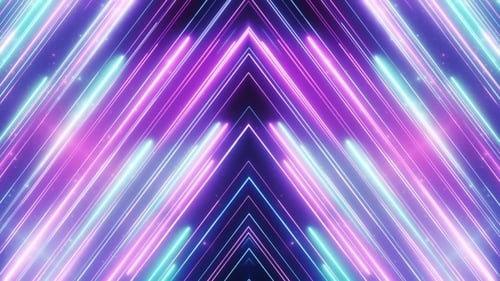 Abstract Neon Light Tunnel Loop Background