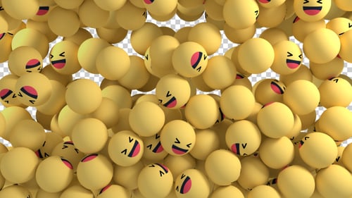 Animated 3D Laughing Emoji Cascade Transition
