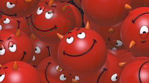 Animated Red Devil Characters Populating Transition