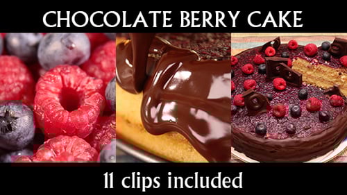 Freshly-Made Layer Cake with Berries and Chocolate