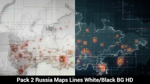 Futuristic Digital Map of Russia with Network Data Visualization