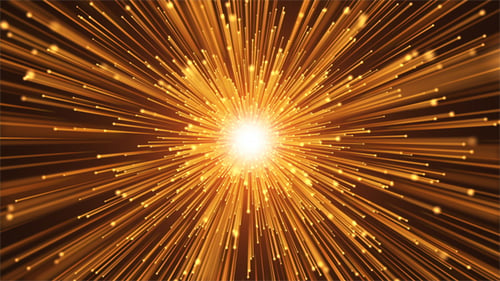 Abstract Golden Light Particles Bursting Motion Background