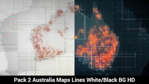 Animated Australia Digital Map with Glowing Data Grid