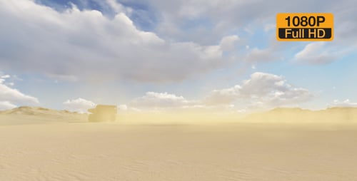 Heavy Mining Dump Truck Driving Through Desert