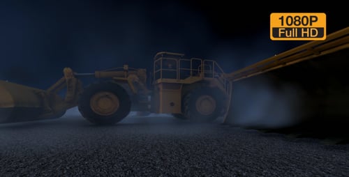 Heavy Industrial Loader Vehicles Driving At Night