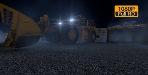 3D Animation of Heavy Mining Vehicles Working at Night