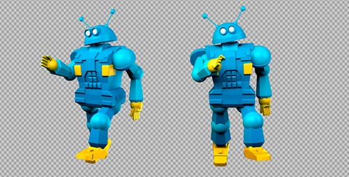 3D Cartoon Robot Character Dancing with Alpha Channel