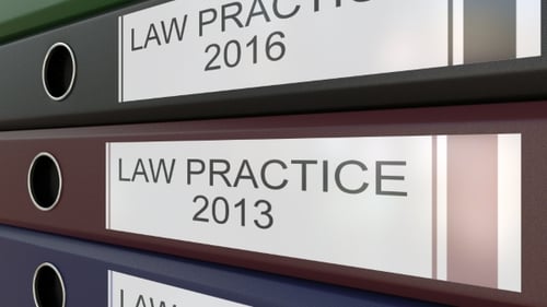Office Binders with Law Practice Tags Different Years