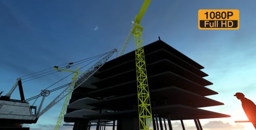 Construcción de edificios y grúas