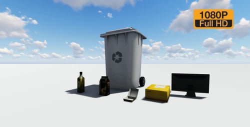 Animated Recycling Bin and Tree with Appearing Objects