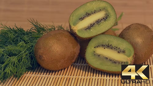 Kiwi Fruit with Dill on Bamboo Mat