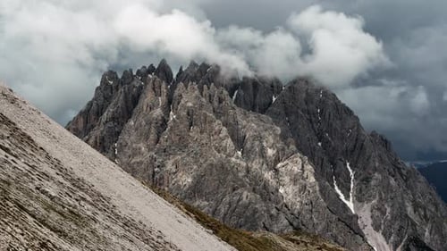 Time Lapse of Cloudscape Over Haunold Mountain in Dolomites Italy