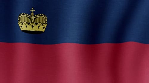 Liechtenstein Flag Waving Loop with Realistic Fabric Texture