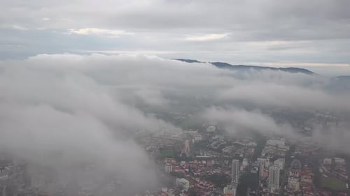 City Under Fog Aerial View