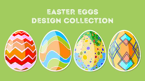 Animated Flat Design Easter Eggs Collection
