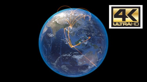 Global Data Network Connections on Rotating Earth Animation