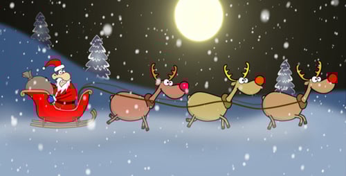 Festive Santa Claus Ride Through Snowy Winter Night