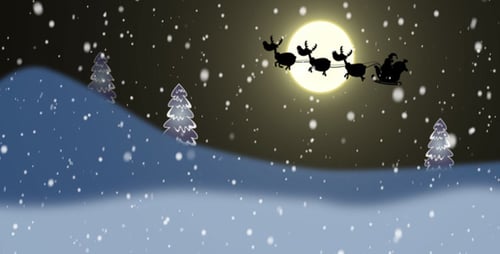 Silhuetas de Papai Noel e Rena