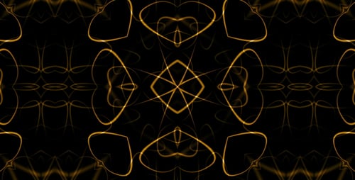 Abstract Golden Flowing Lines Kaleidoscope Pattern Background