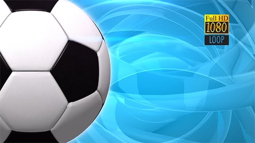 Rotating Soccer Ball with Abstract Blue Looping Background