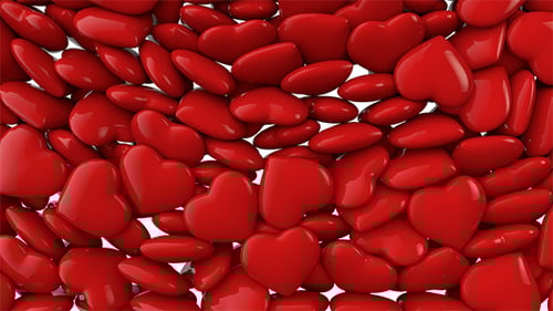 Romantic Falling Red Hearts Fill Screen Animation
