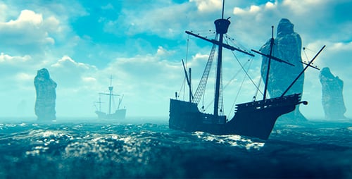 Le navire dans la baie des îles
