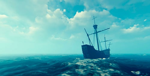 Antique Spanish Vessels Ocean