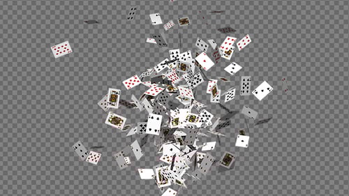 Dynamic Animated Playing Cards Bursting Up and Falling Loop