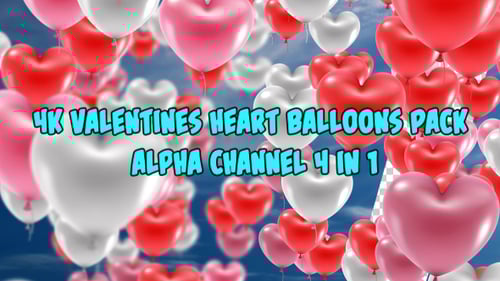 Floating Heart Balloons Pack Alpha Channel