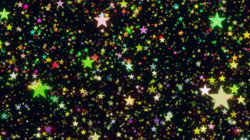 Voando através de estrelas coloridas