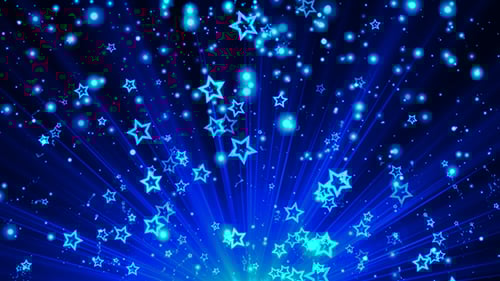 Animated Blue Stars and Glowing Particles Background