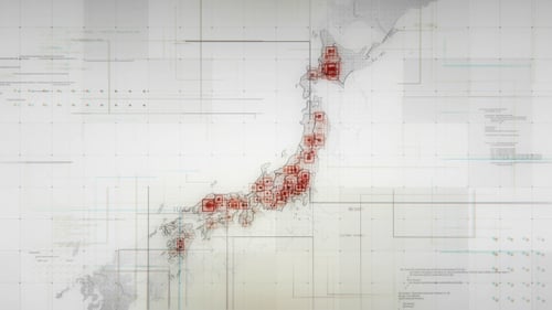 Mapa de Japón blanco con cámara de retroceso de líneas 4K