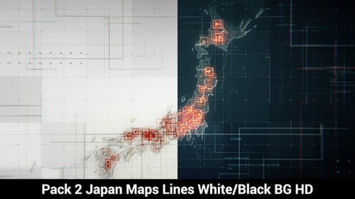 Animated Japan Map Digital Data Technology