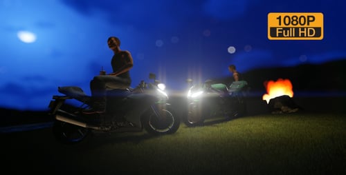 Moto garée et reposée le soir