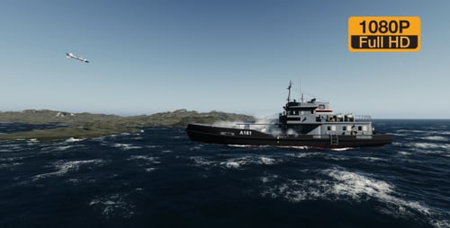 Missile Strike on Military Patrol Boat 3D Animation
