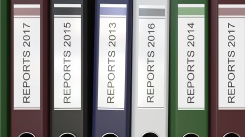 Multiple Office Folders with Reports Text Labels Different Years