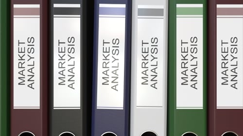 Multiple Office Folders with Market Analysis Text Labels Different Years