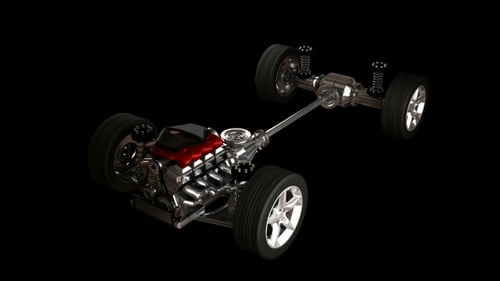 Car Chassis with Engine