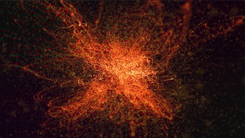 Hintergrund der orangefarbenen Partikel