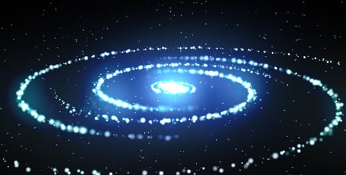 Cosmic Blue Particle Spiral Reveal Animation