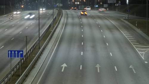 Busy Freeway Traffic at Night