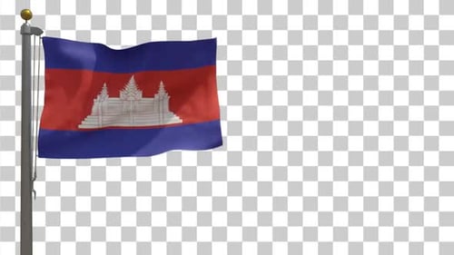 Loopable Waving Cambodian National Flag Alpha Channel
