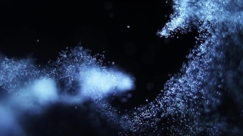 Fluid Blue Particles and Smoke Abstract Motion Background