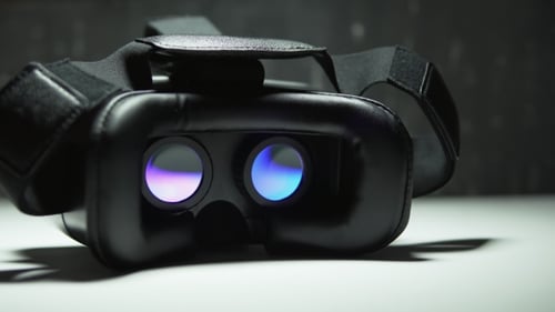 Close Up of Black VR Headset, Futuristic Tech