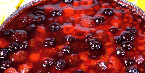 Delicious Berry Pie with Red Gelatin, Close Up