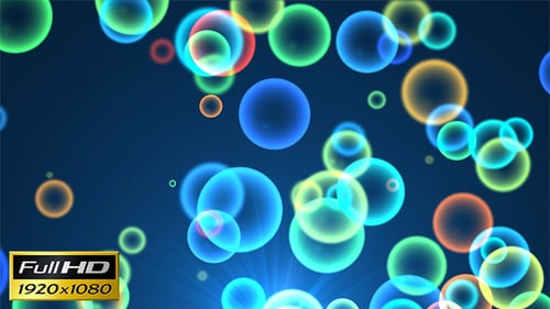 Colorful Abstract Glowing Bubbles Floating Upward Background Loop