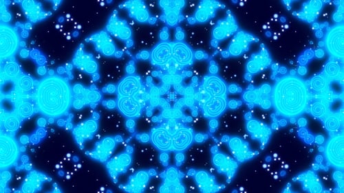 Glowing Blue Geometric Kaleidoscope Pattern Motion Background